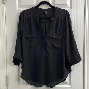 Torrid 00 Black 3/4 Sleeve Blouse
